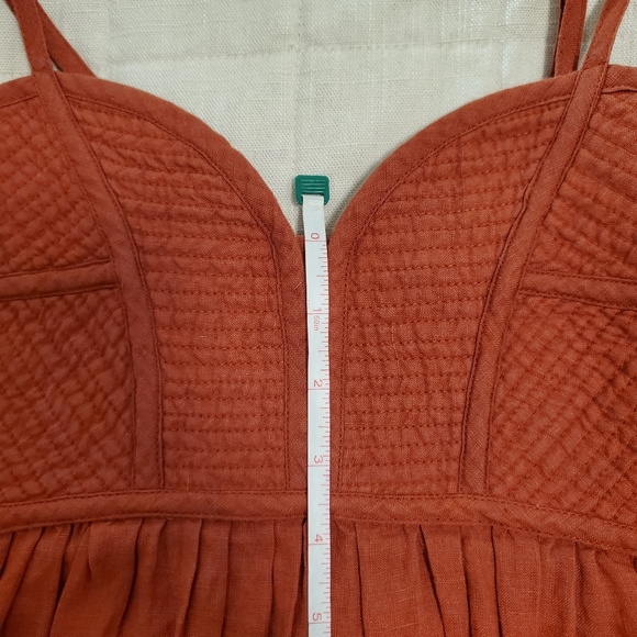 Voloshin Ruhi Linen Corset Stitched Dress - Cinnamon - Picture 16 of 16